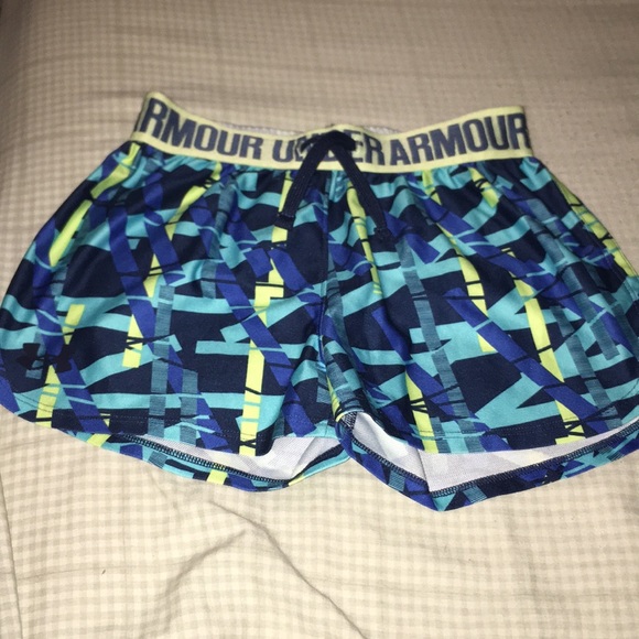 Blue yellow\green UnderArmour boy shorts - Picture 1 of 2